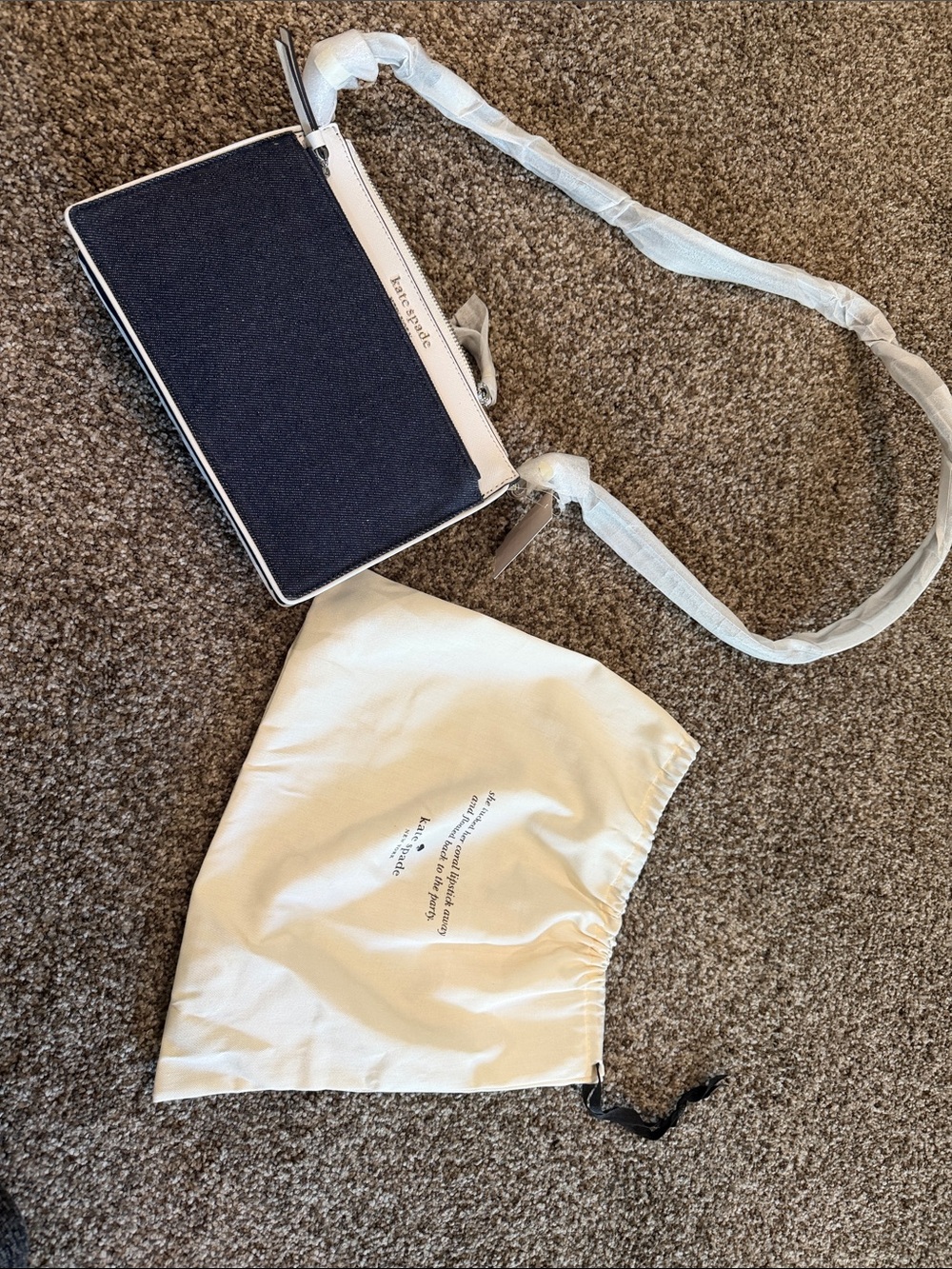 kate spade Navy and White Canvas Crossbody with Contrast Trim denim vibes.